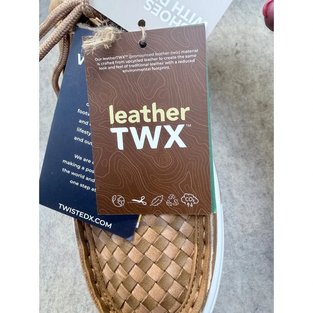 Twisted X Shoes Mens 10.5 Brown Woven Leather Casual Kicks Loafer New